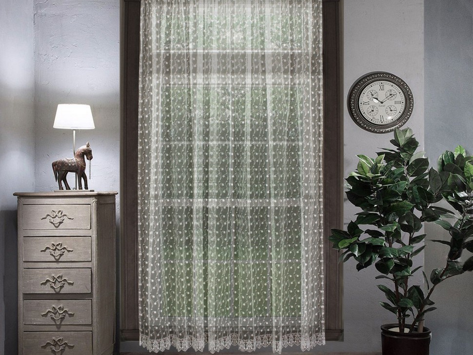 Тюль Цветочный мотив с вышивкой