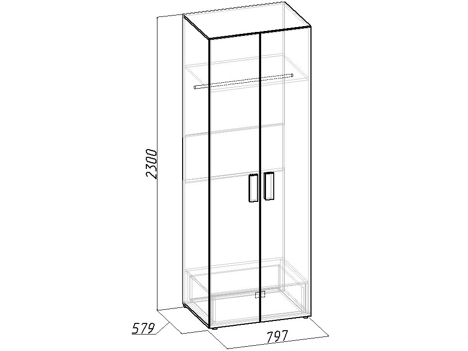 Распашной шкаф HYPER Шкаф для одежды 3