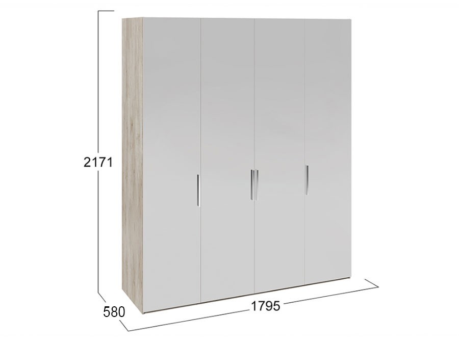 Распашной шкаф Шкаф 4 дв с зеркалом Эмбер